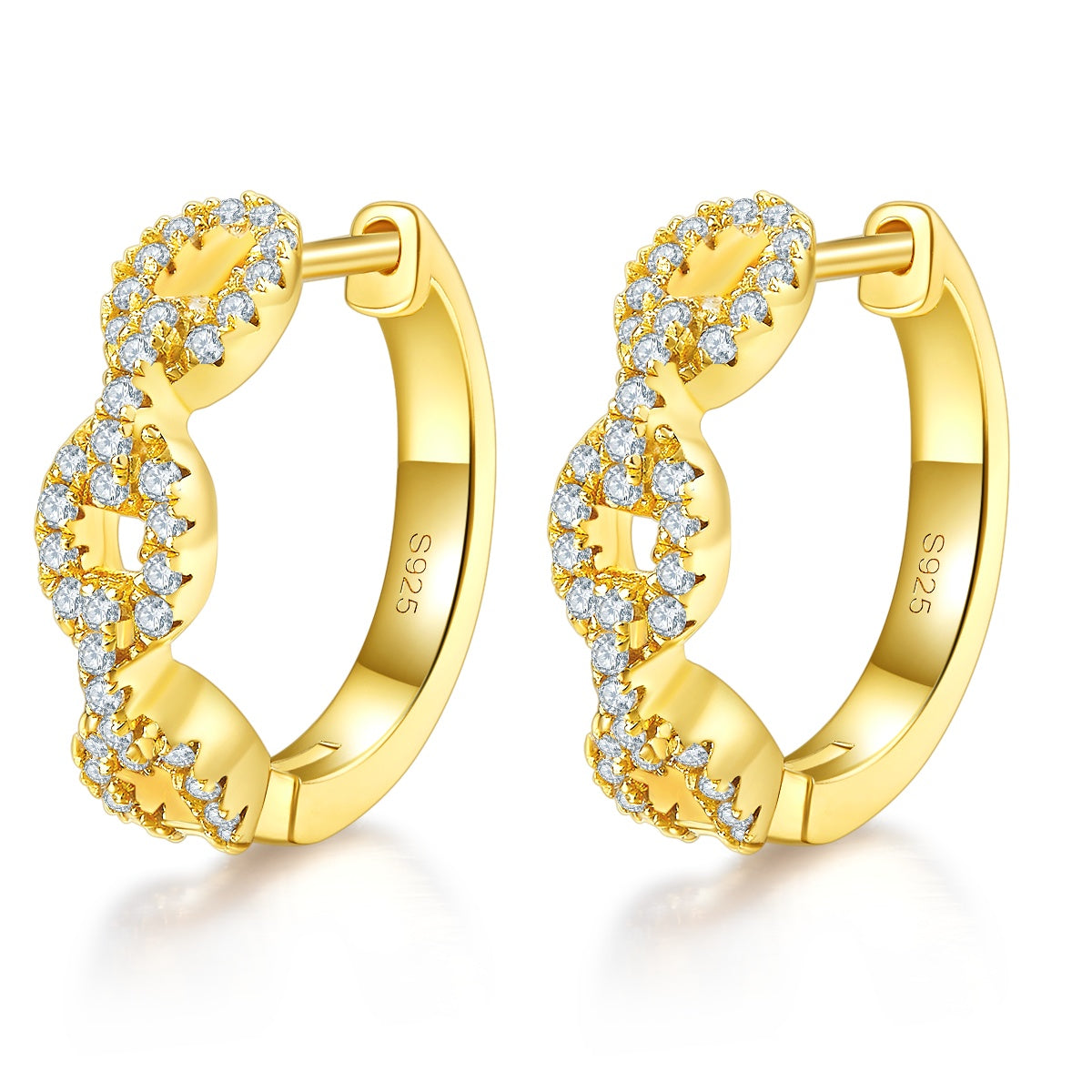Twisted Chain Link Moissanite Hoops 18mm – S925 Platinum – view 2