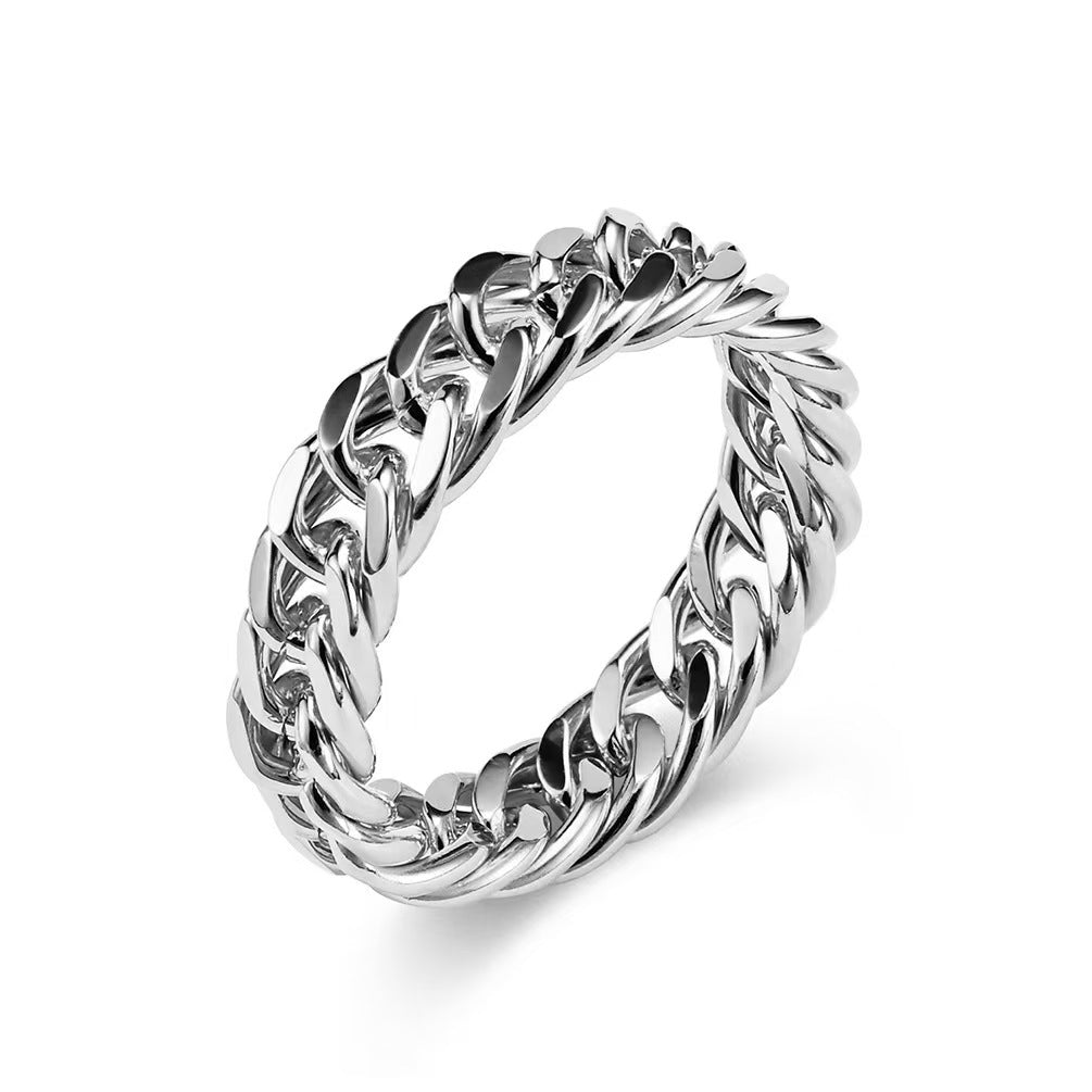 Chain Couple Rings – 18K Gold Plated Titanium Steel, Unisex – view 6