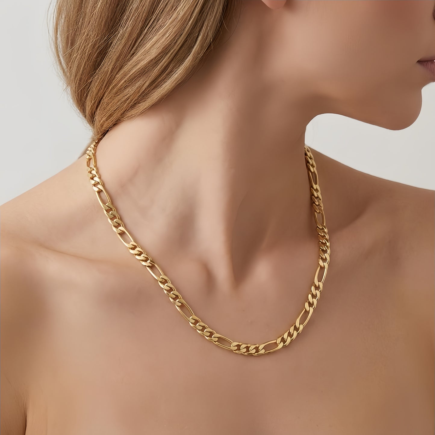 925 Sterling Silver Classic Gold Figaro Chain Necklace – view 4