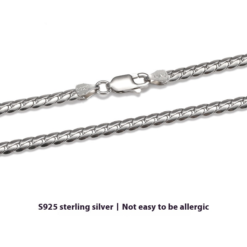 Sterling Silver White Gold Plated Encrypted Cuban Necklace For Men – view 2