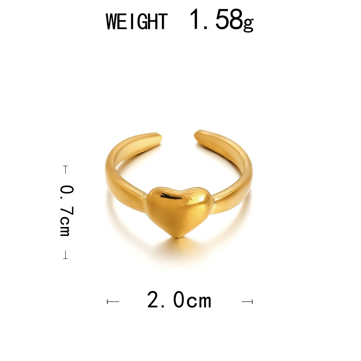 Starfish Shell Heart Open Ring – 18K Gold Plated Steel – view 3