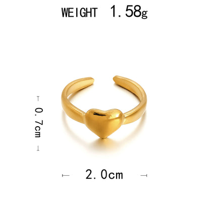 Starfish Shell Heart Open Ring – 18K Gold Plated Steel – view 3