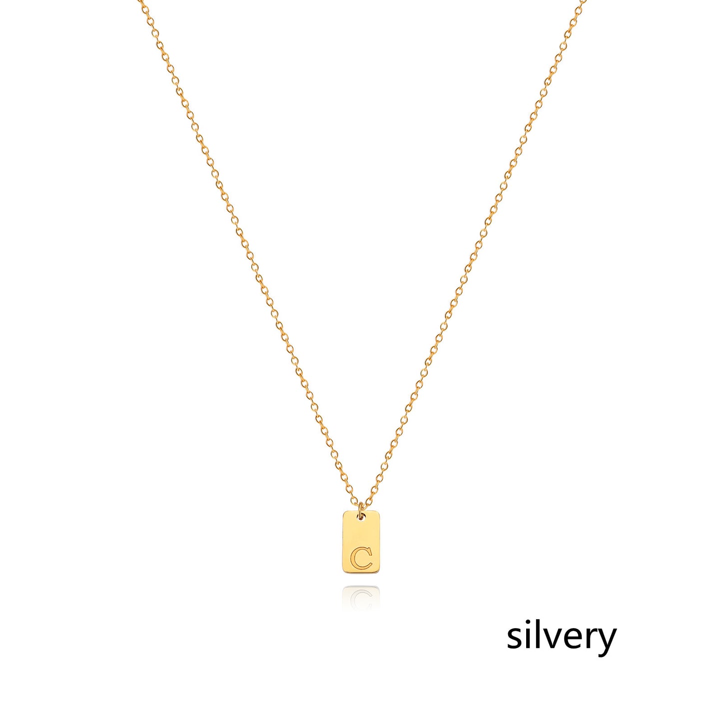 Stainless Steel Simple 26 Letter Tag Pendant Necklace – view 30