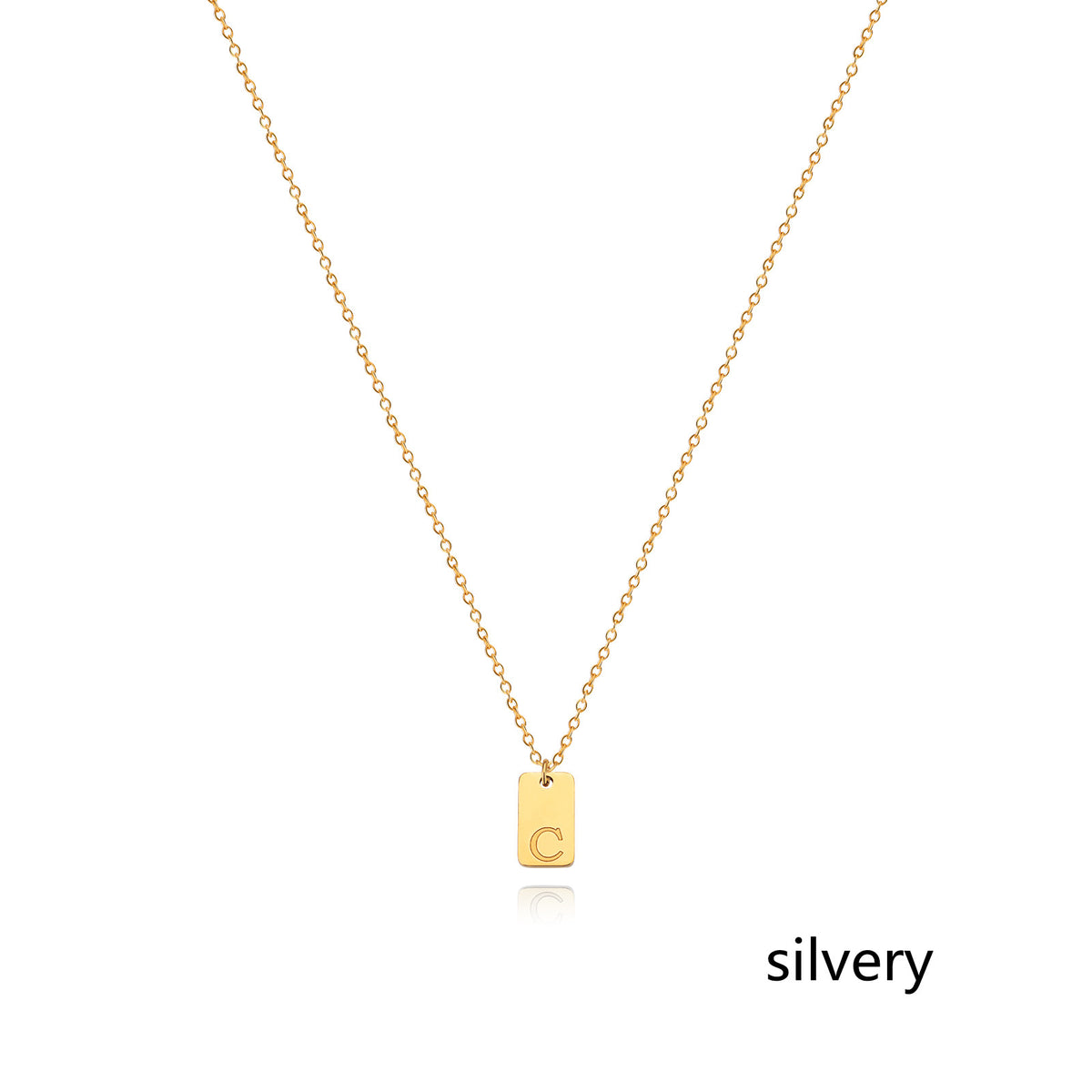 Stainless Steel Simple 26 Letter Tag Pendant Necklace – view 30