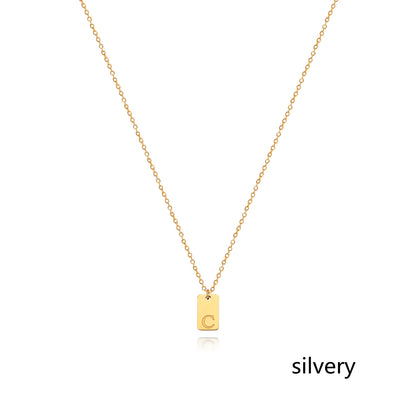 Stainless Steel Simple 26 Letter Tag Pendant Necklace – view 30