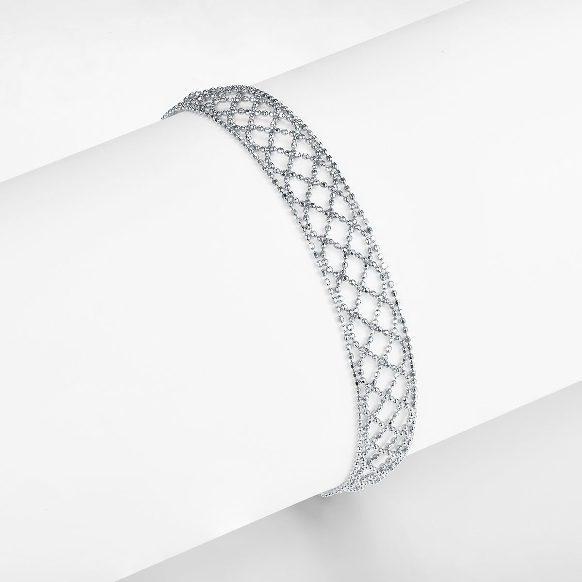 Hollow Mesh Bracelet – S925 Silver, Adjustable, 3 Finishes