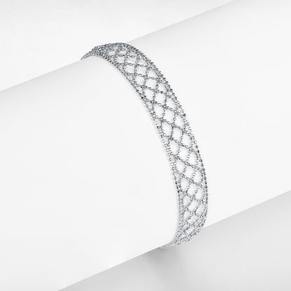 Hollow mesh adjustable bracelet in plated finish