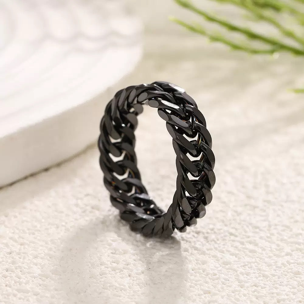 Chain Couple Rings – 18K Gold Plated Titanium Steel, Unisex – view 3