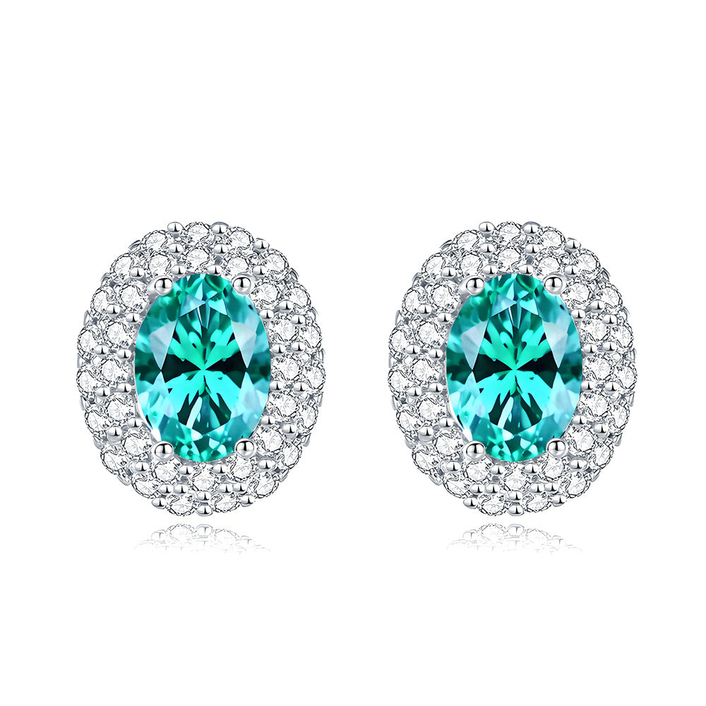 Micro Pave Oval Stud Earrings – S925 Sterling Silver – view 2