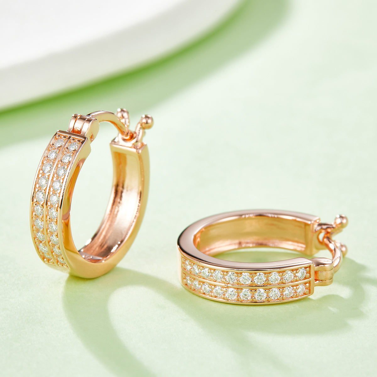 Double Row Moissanite Hoop Earrings 16mm – S925 Platinum – view 6