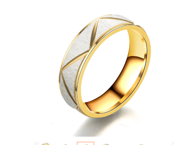 Titanium steel couple ring 24K gold stainless steel ring – view 8