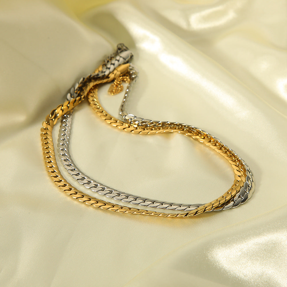 Retro Snake Bone Chain Necklace – 18K Gold Titanium Steel – view 6