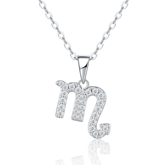 Scorpio Moissanite Zodiac Necklace – S925 Platinum Plated