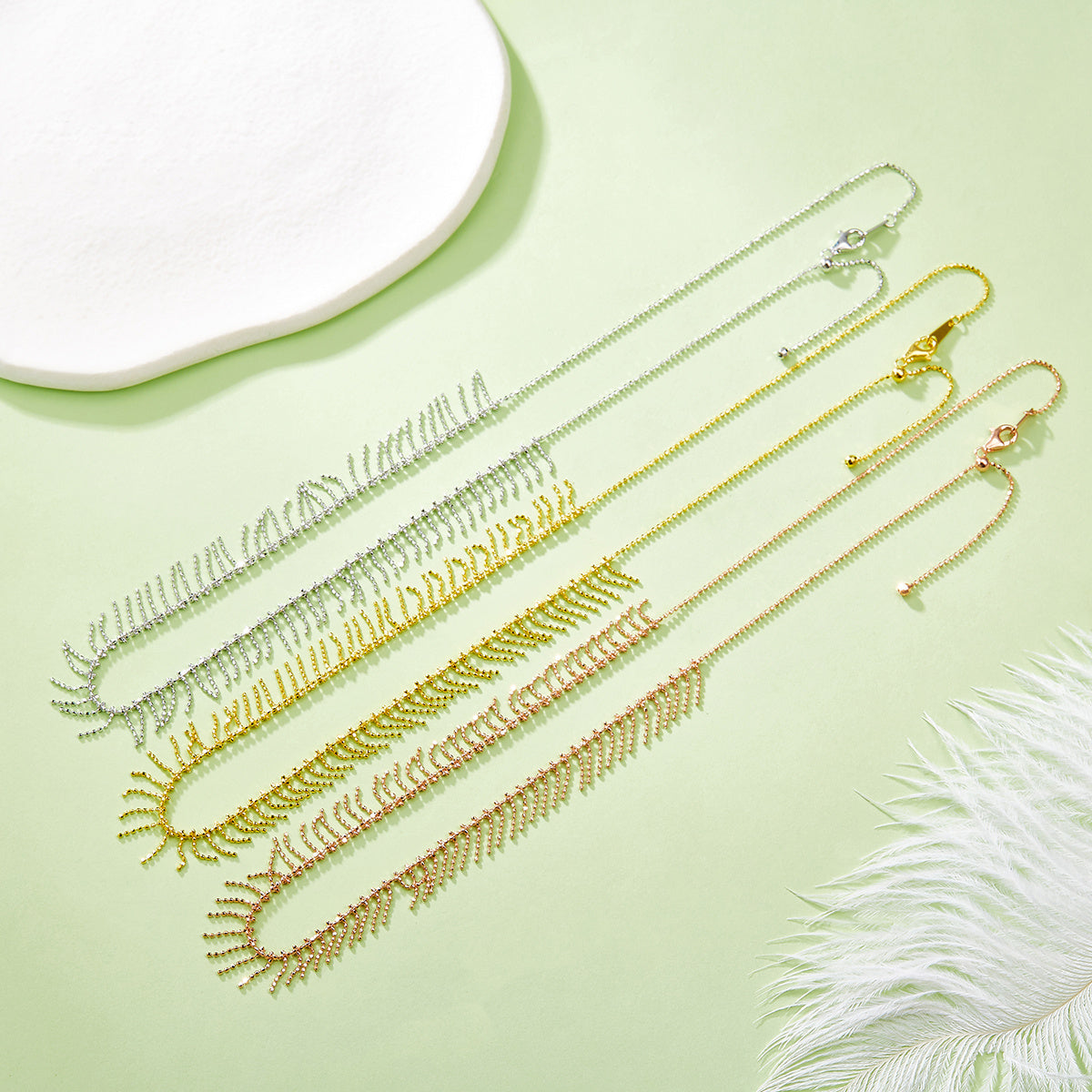 Tassel Necklace – S925 Silver, Adjustable, 3 Finishes – view 4