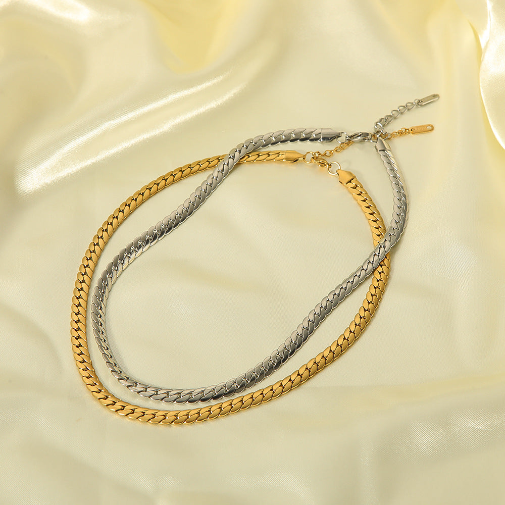 Retro Snake Bone Chain Necklace – 18K Gold Titanium Steel