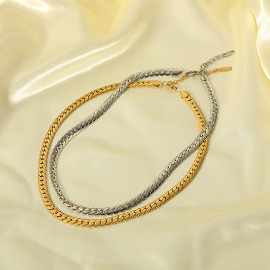 Retro Snake Bone Chain Necklace – 18K Gold Titanium Steel