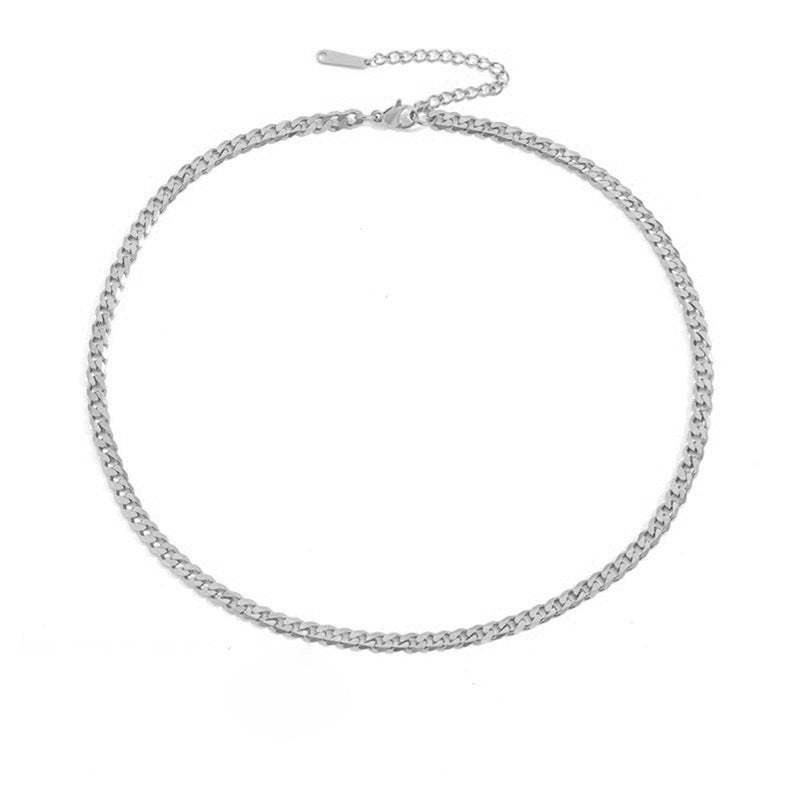 Stainless Steel Necklace 14K Gold Plated Cuban Chain Clavicle Chain – view 8