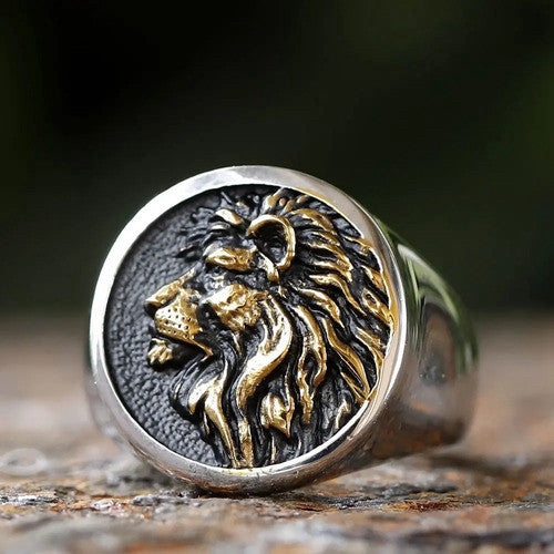 Stainless Steel Bold Retro Personalized Lion Head Titanium Steel Ring – view 4