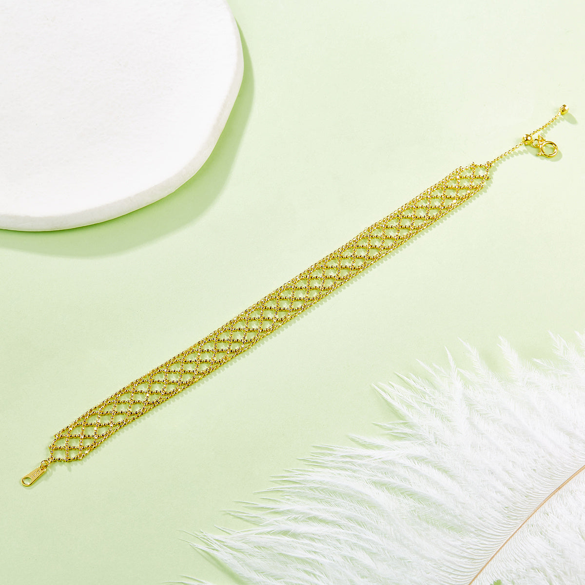 Hollow Mesh Bracelet – S925 Silver, Adjustable, 3 Finishes – view 7