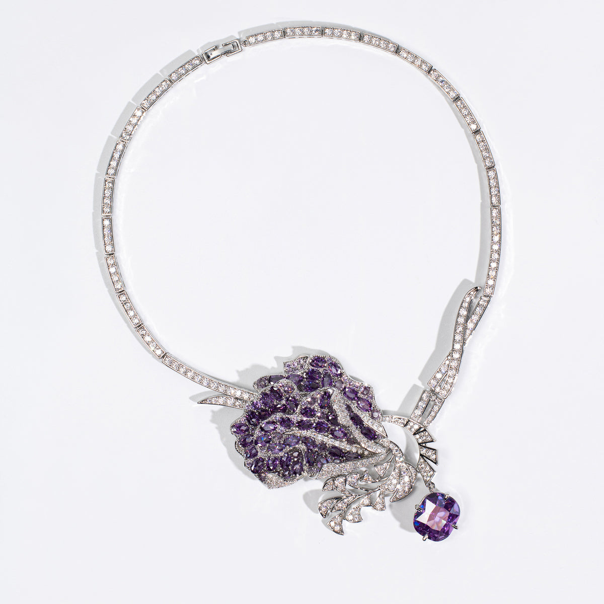 Rose floral necklace and matching earrings set — supplier detail view 3