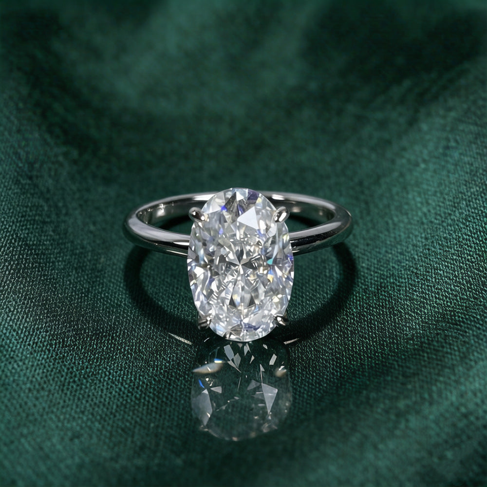 Oval Moissanite Ring In S925 Silver With 18K Gold Plating For Women – view 4