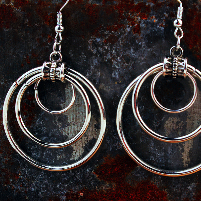 Gothic Ancient Tribe Triple Hoop Earrings – view 6