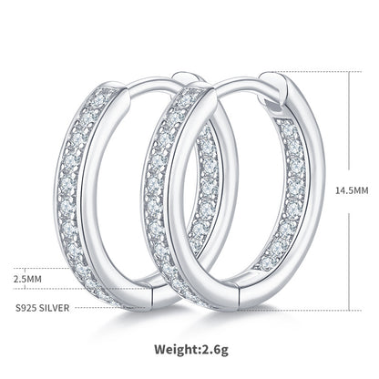 Moissanite Huggie Hoop Earrings 14.5mm – S925 Hypoallergenic