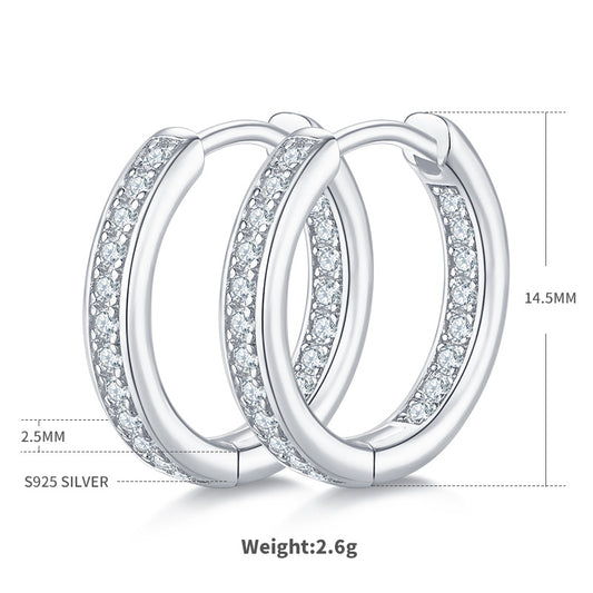 Moissanite Huggie Hoop Earrings 14.5mm – S925 Hypoallergenic
