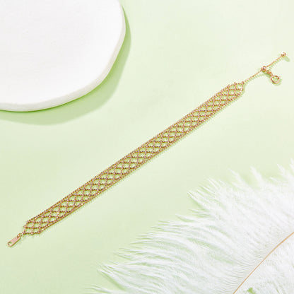 Hollow mesh adjustable bracelet in plated finish – view 6