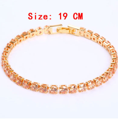 Cubic Zirconia Tennis Bracelet – Iced Out Crystal, Gold – view 9
