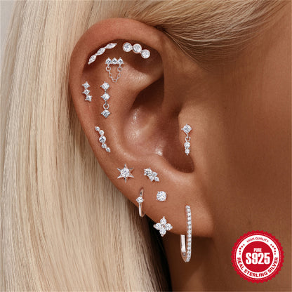 S925 Sterling Silver Moissanite Stud Earrings