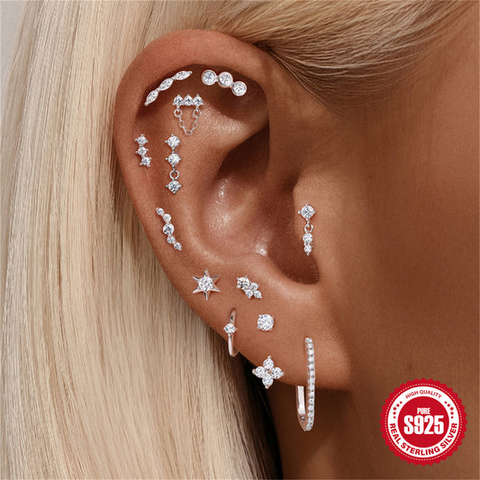 S925 Sterling Silver Moissanite Stud Earrings For Women