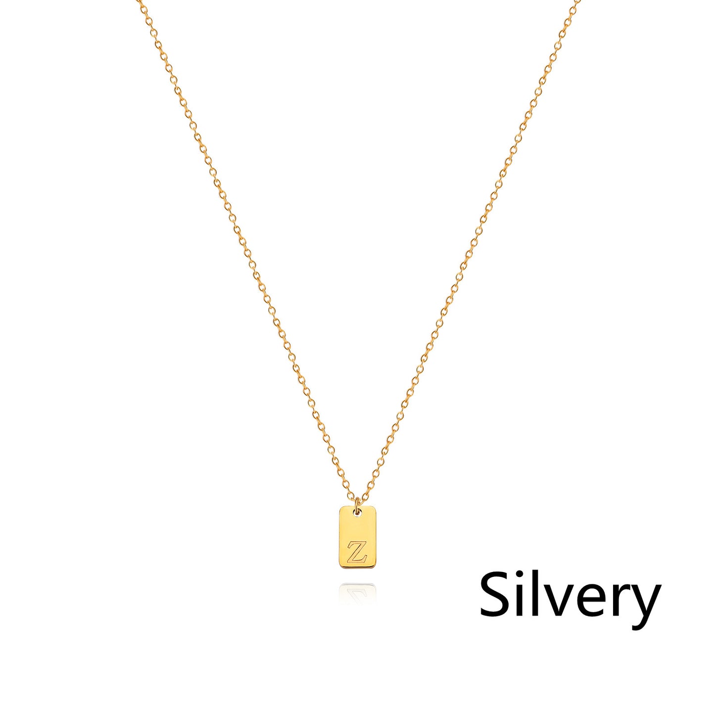 Stainless Steel Simple 26 Letter Tag Pendant Necklace – view 53