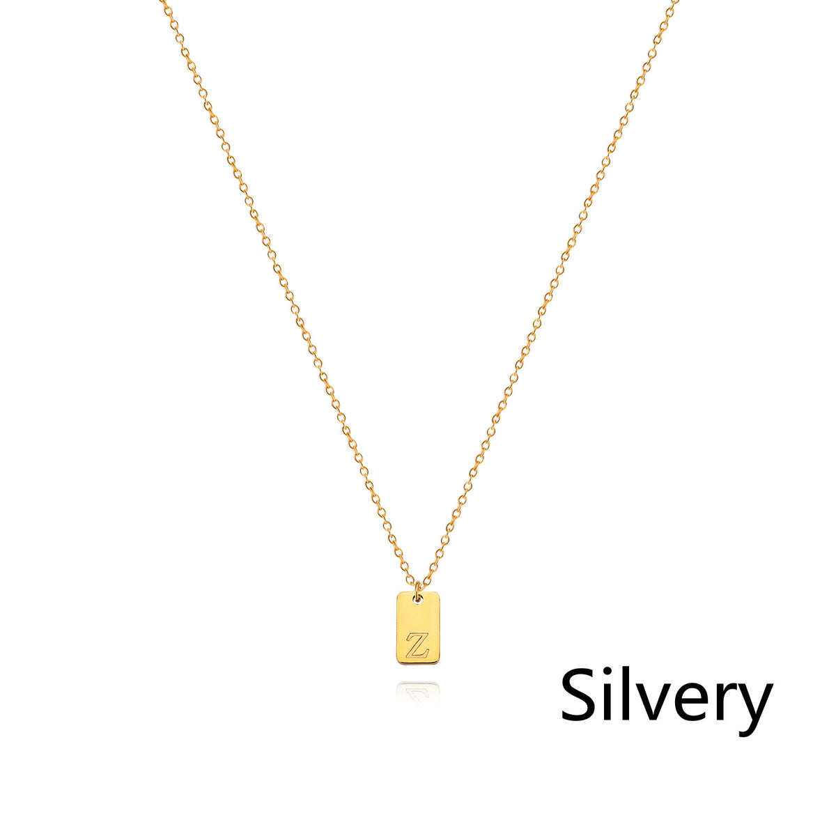 Stainless Steel Simple 26 Letter Tag Pendant Necklace – view 53