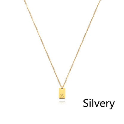Stainless Steel Simple 26 Letter Tag Pendant Necklace – view 53