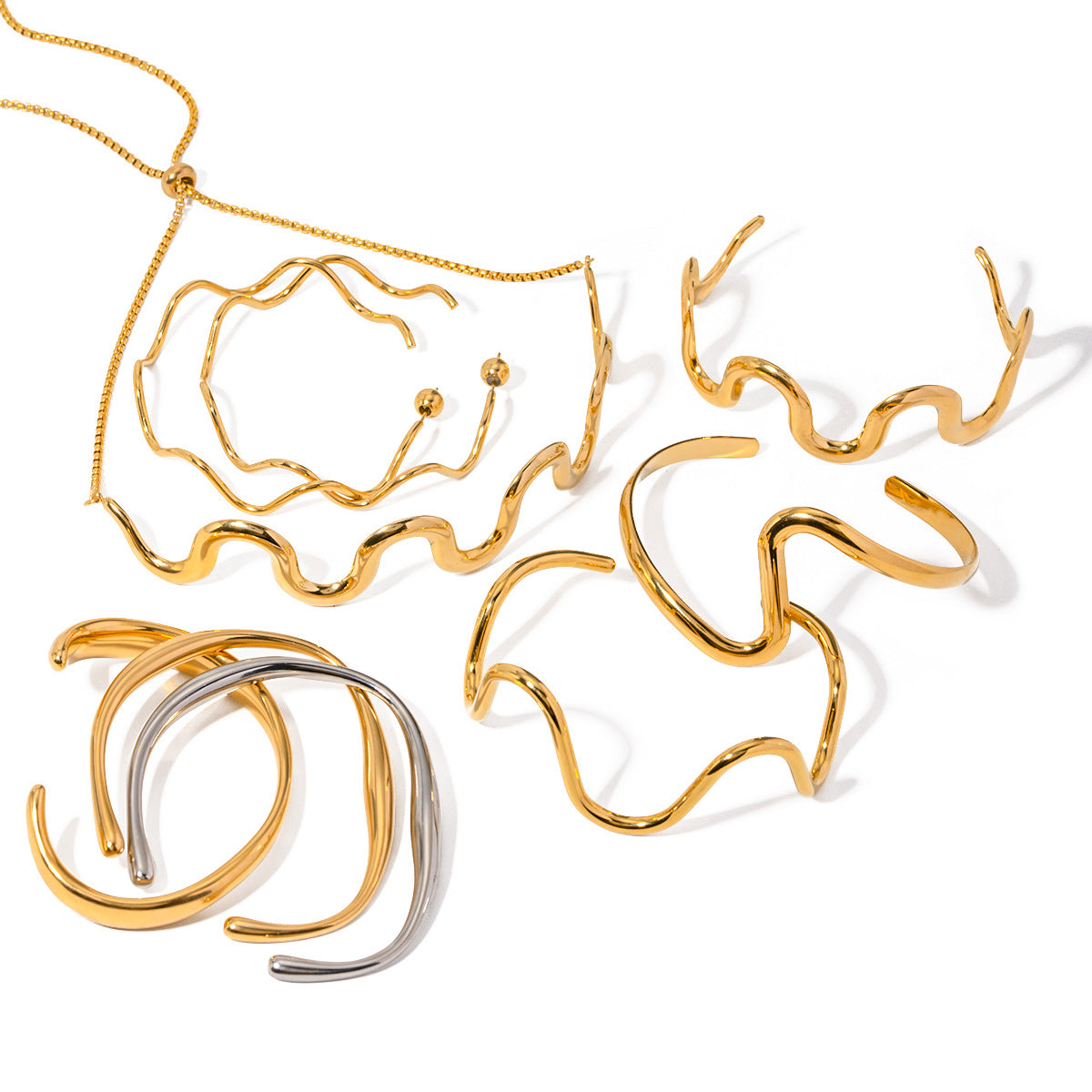 18K Gold Stainless Steel Wave Pull-out Necklace – view 5