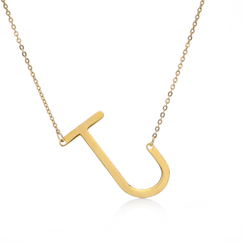 Fabulous Rose Gold Plated Stainless Steel Initial Letter Pendant Necklace – view 25
