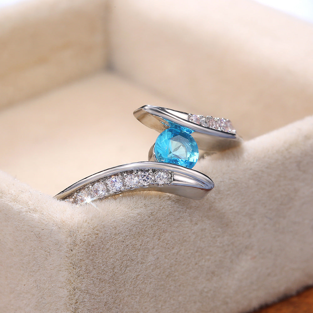 Fashionable Round Zircon Ring For Women – view 2