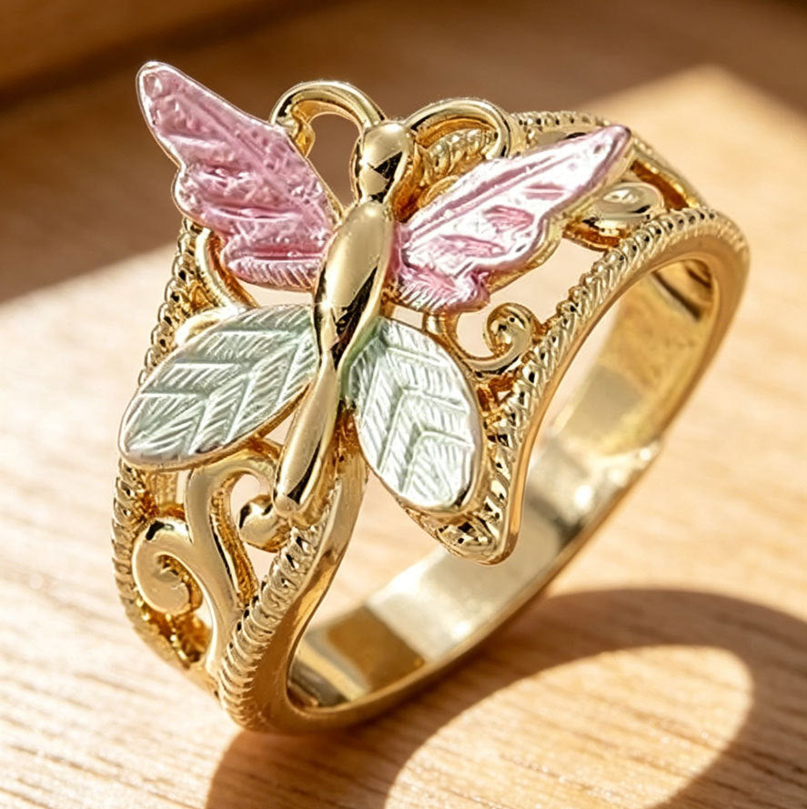 Ins-style Sweet-and-cool Powder-blue Butterfly Ring – view 6