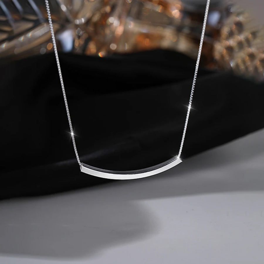 Smile Curved Tube Necklace – S999 Fine Silver – view 4