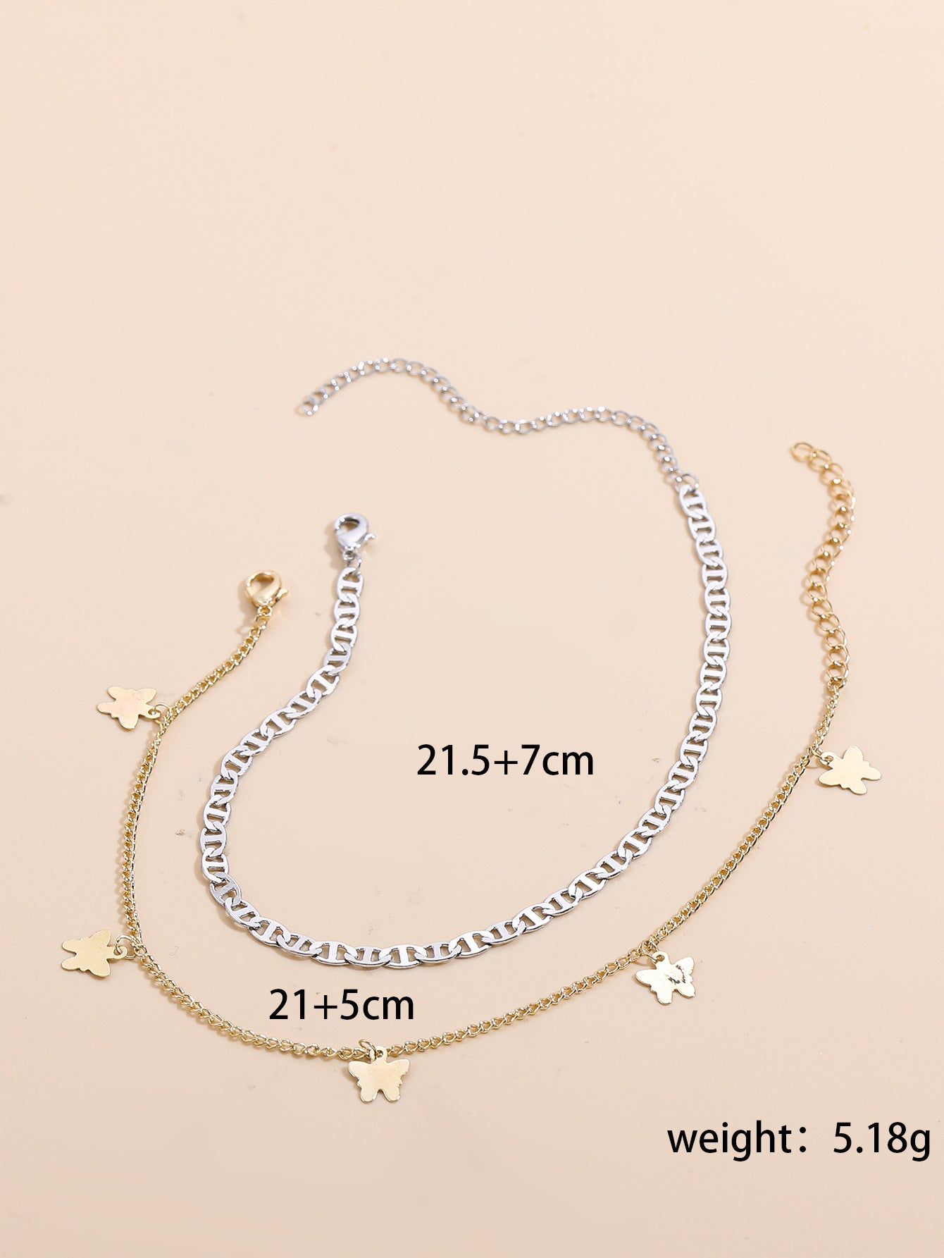 Bohemian-style Cross And Double-heart Multi-layer Anklet – view 11