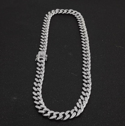 MIAMI CUBAN CHAIN NECKLACE 14K GOLD FINISH ICED OUT FULL STONE – view 3