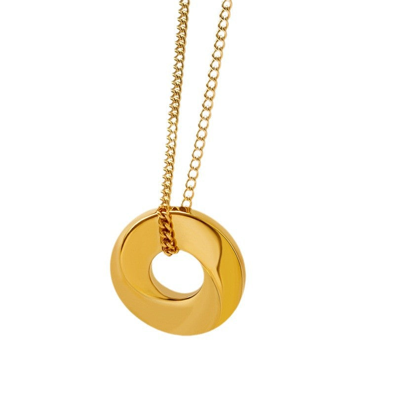 Titanium Steel 18K Gold Plating Geometric Ring Necklace – view 4