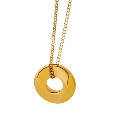 Titanium Steel 18K Gold Plating Geometric Ring Necklace – view 4