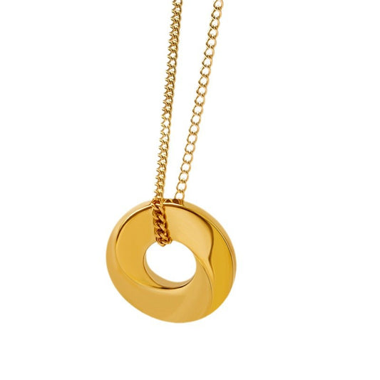 Titanium Steel 18K Gold Plating Geometric Ring Necklace – view 4
