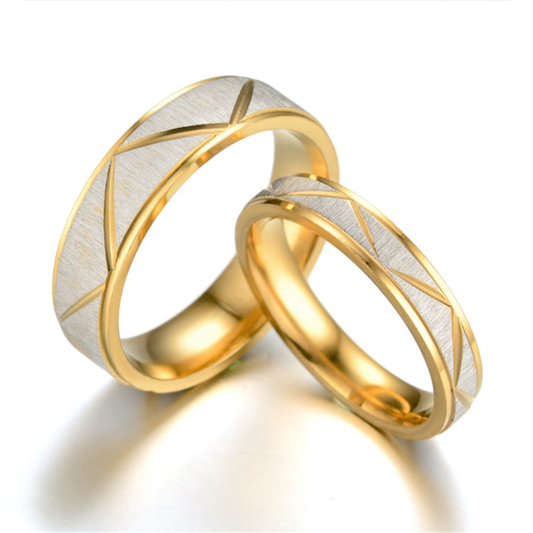 Titanium steel couple ring 24K gold stainless steel ring – view 6