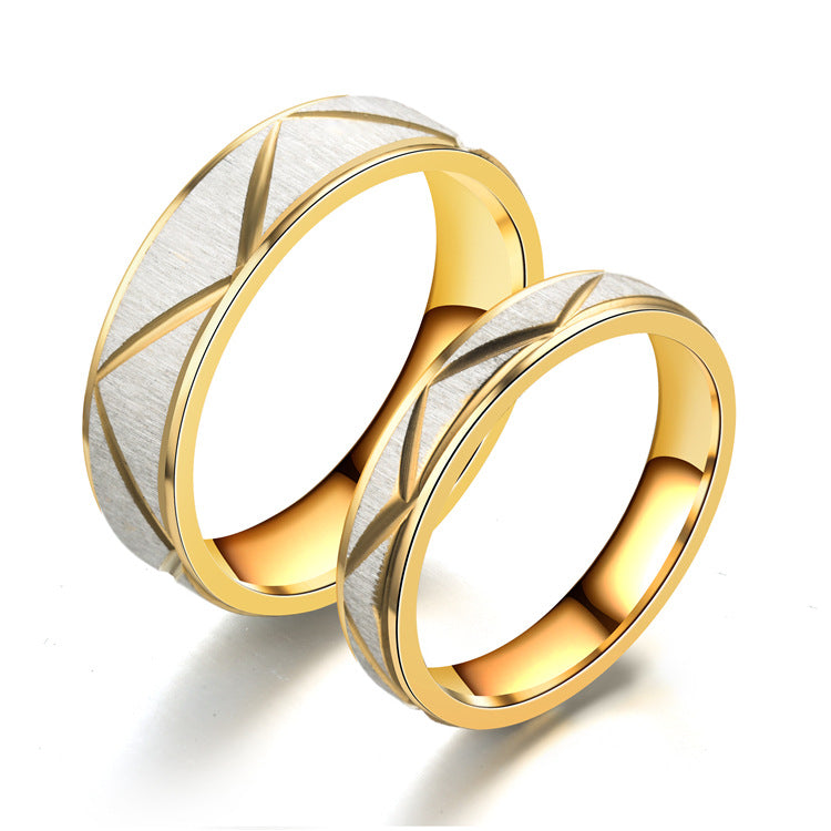 Titanium steel couple ring 24K gold stainless steel ring – view 2