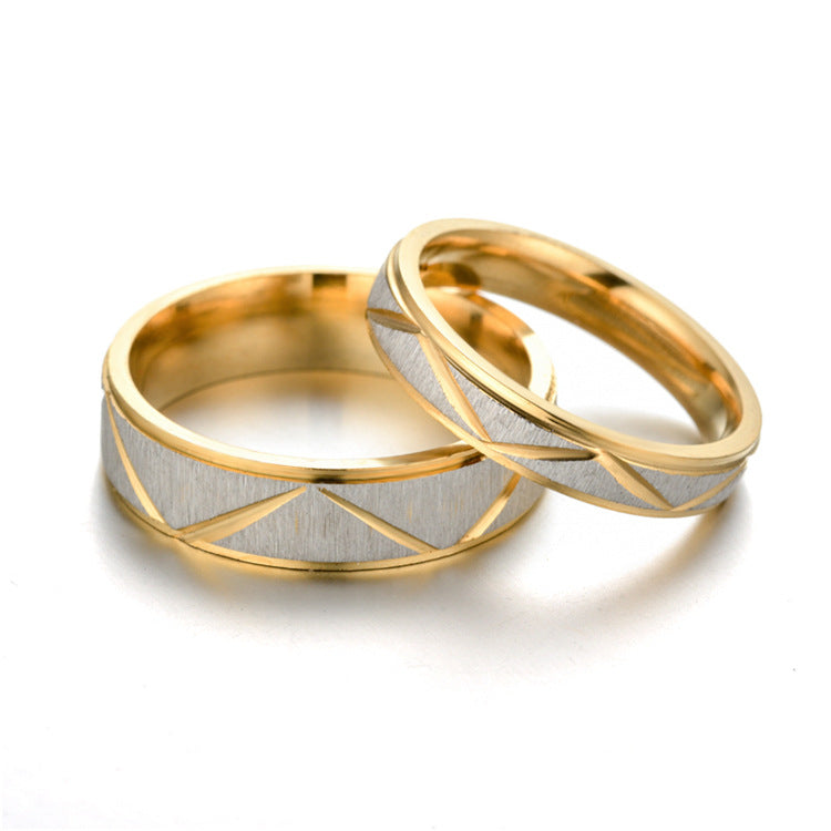 Titanium steel couple ring 24K gold stainless steel ring – view 5