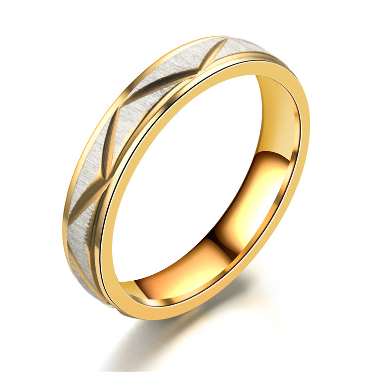 Titanium steel couple ring 24K gold stainless steel ring – view 4