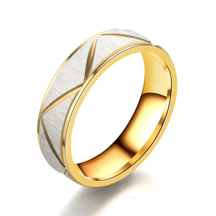 Titanium steel couple ring 24K gold stainless steel ring – view 3